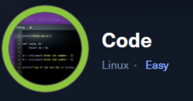HTB-Code Writeup cover